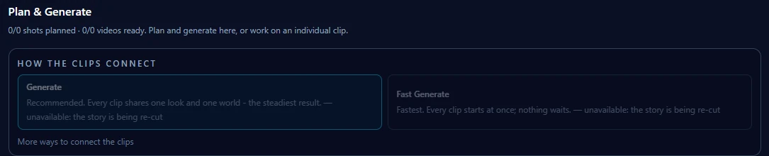 Choose how the clips connect