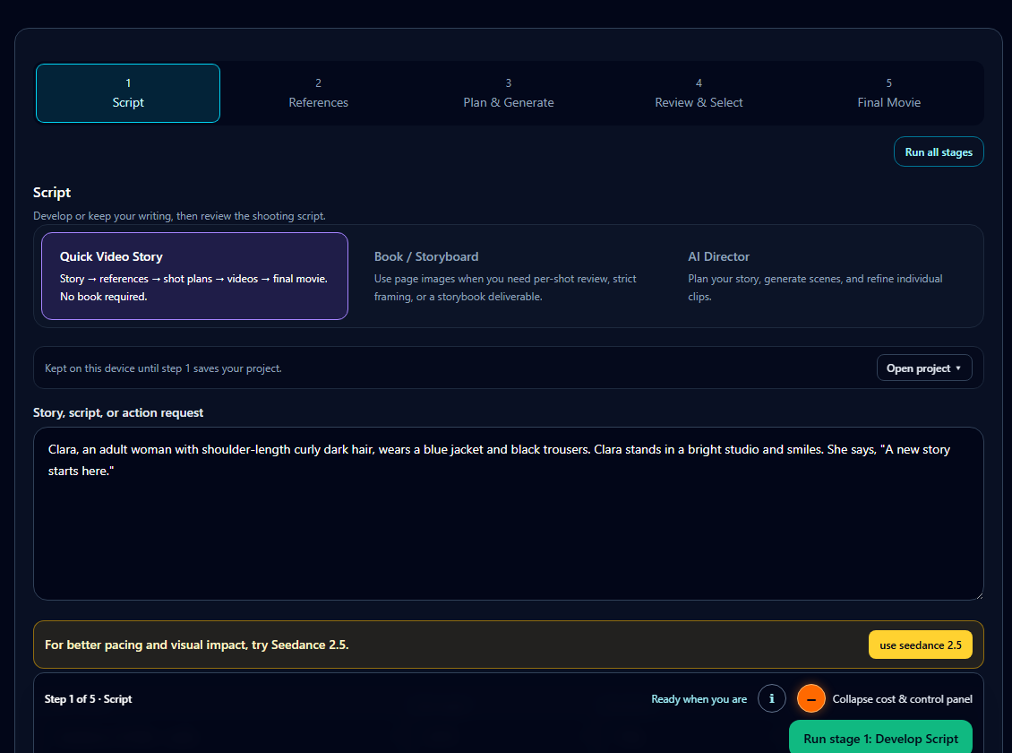 Add your story in Make a movie